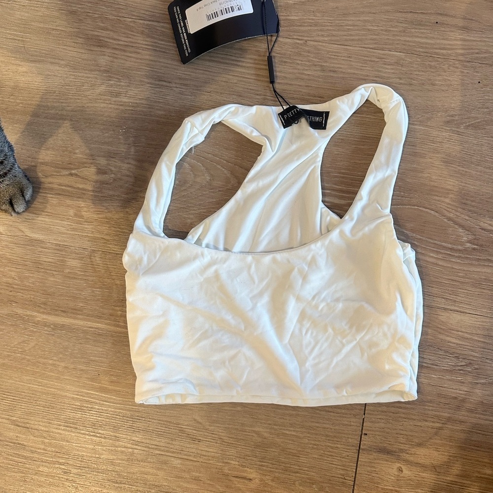 PrettyLittleThing White Racerback Bra Top